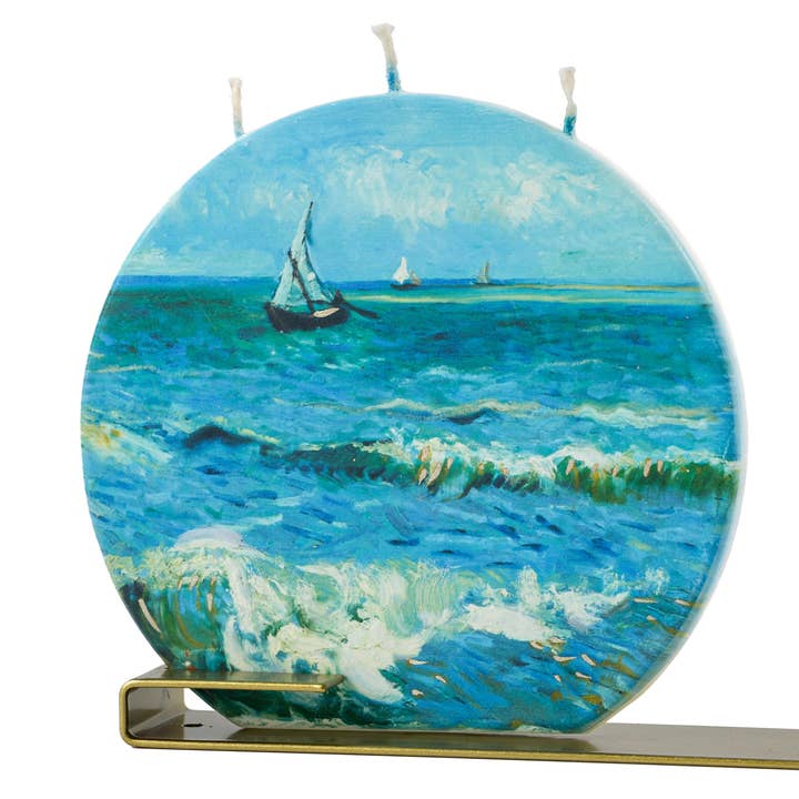 "Seascape at Saintes-Maries" by Vincent van Gogh - Round for wholesale by Flatyz Candles