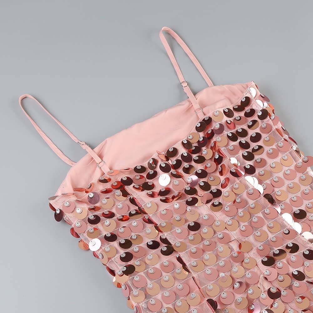 Pink DR0176 Sequin Splendor: Chic Party Slit Dress for wholesale on Faire3