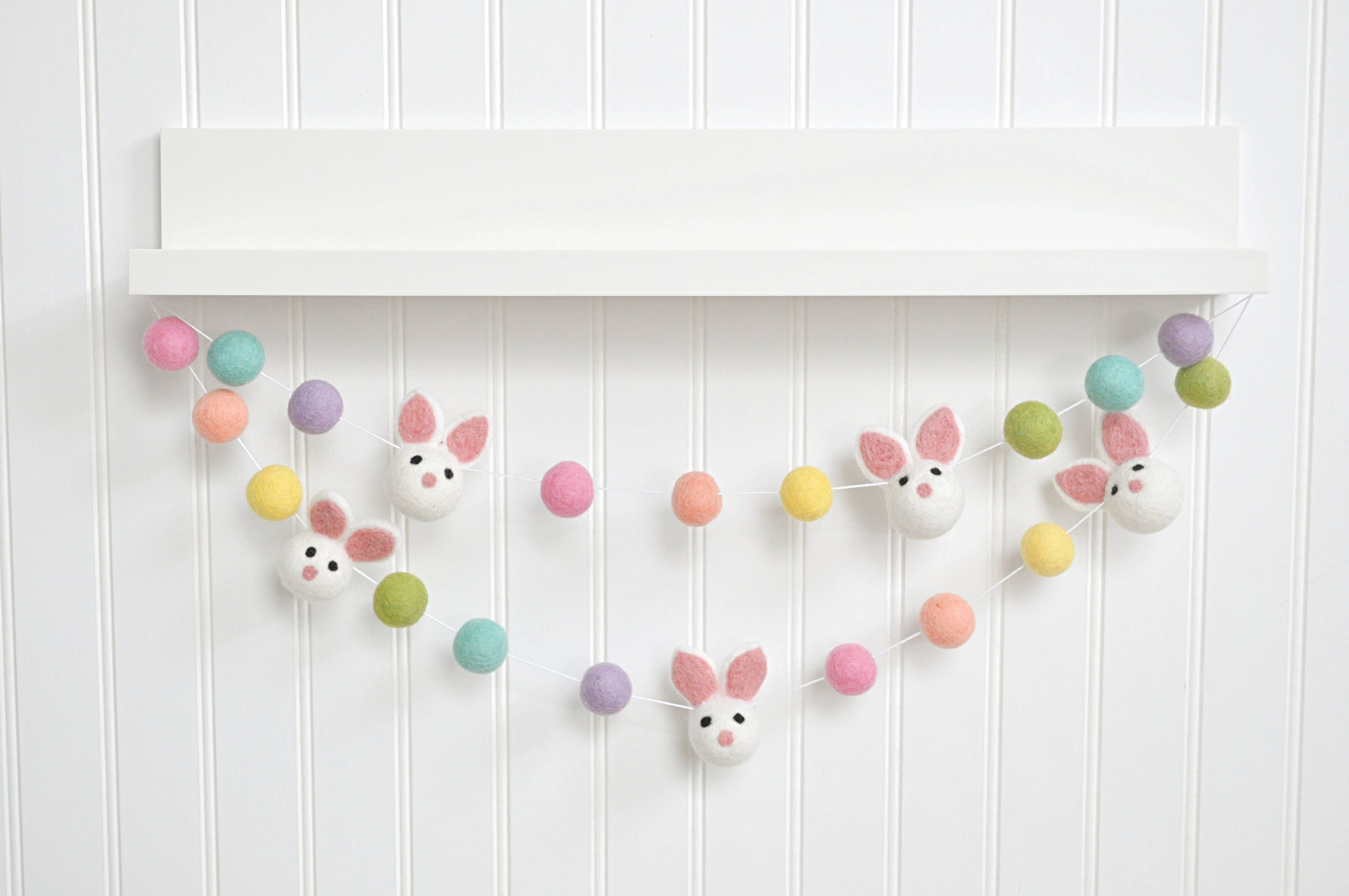 JuJuBee Goods - Wholesale Bunting/Garland - Easter Bunny Garland - Bright Rainbow Felt Balls1