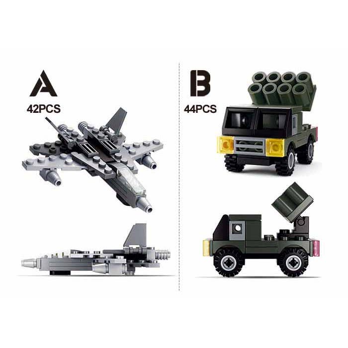 Texas Toy Distribution - Wholesale Building Set - Kids - Builder Military Building Brick Display Set, x2 of each kit