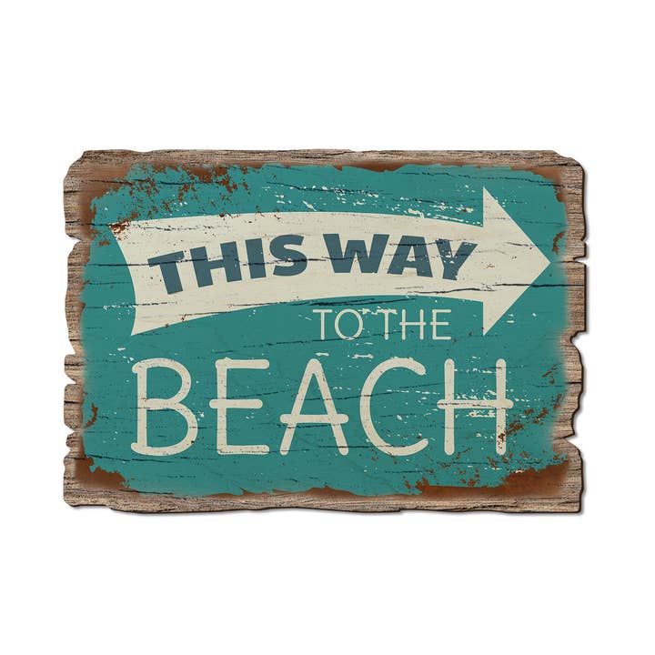 This Way To The Beach - Cartes postales et aimants rustiques en bois pour la vente par DaydreamHQ