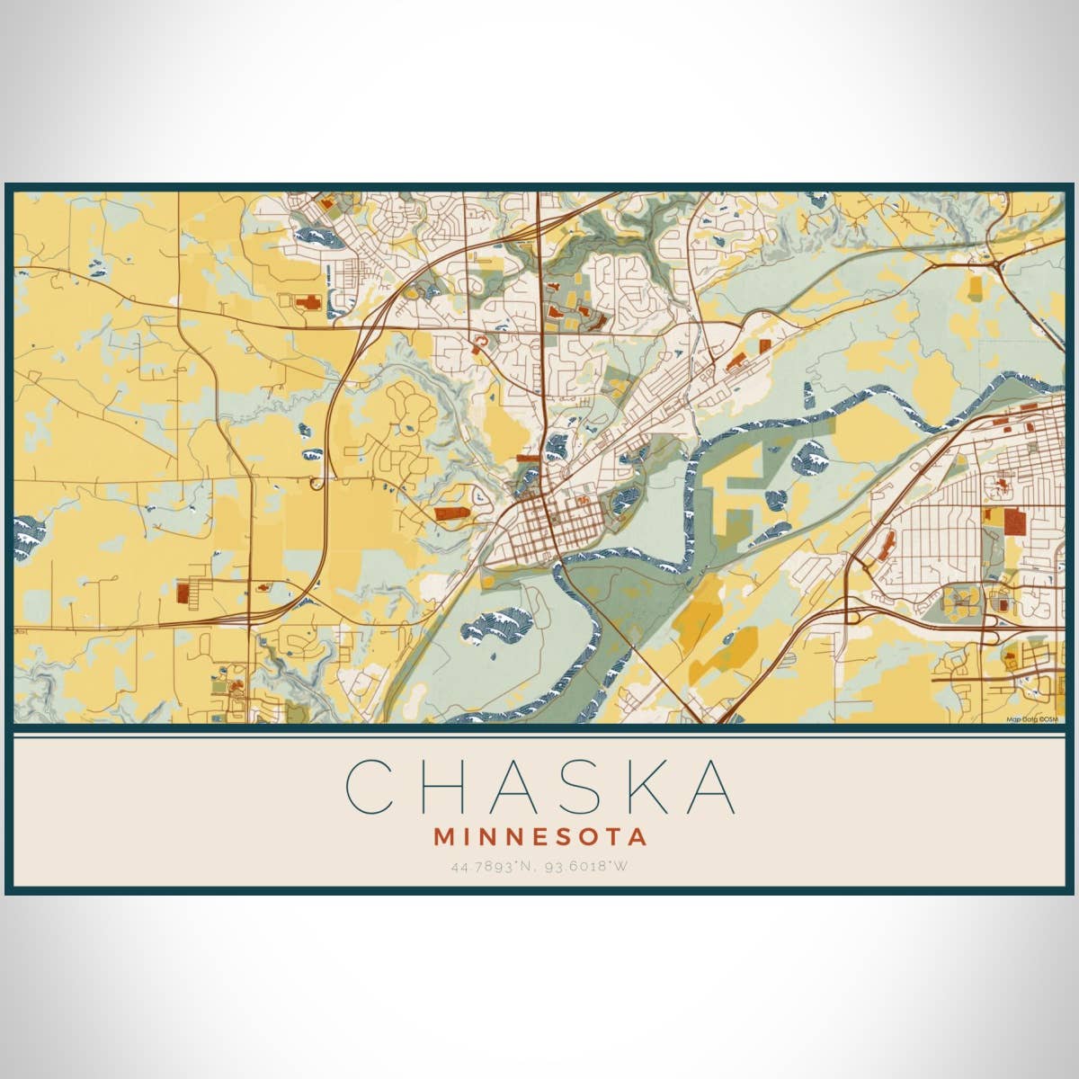 JACE.design - Wholesale Art Print - Chaska MN Map Print Woodblock2