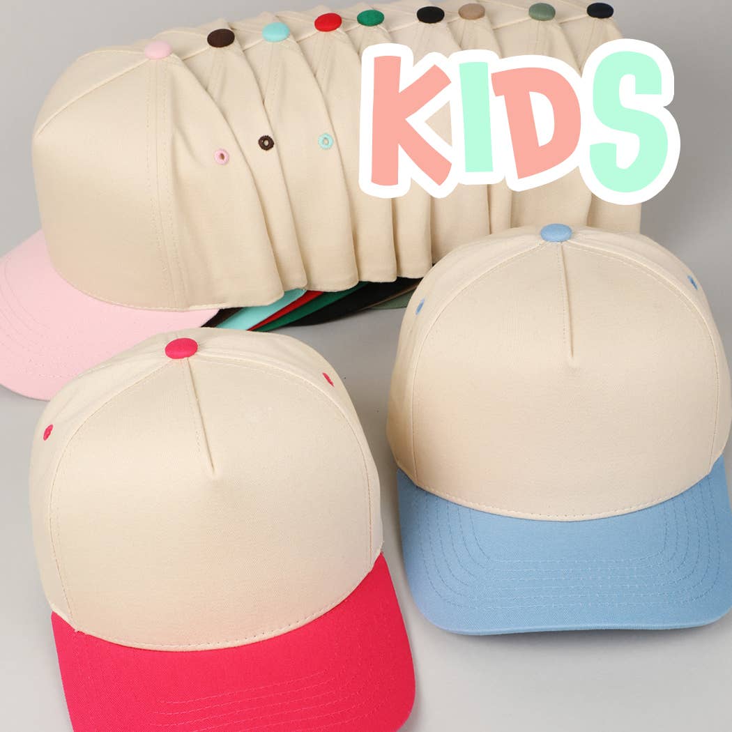 Fashion City – Engroshandel Baseballkasket - Til børn – Børns ensfarvede tofarvede baseballkasket i lærredsbomuld26