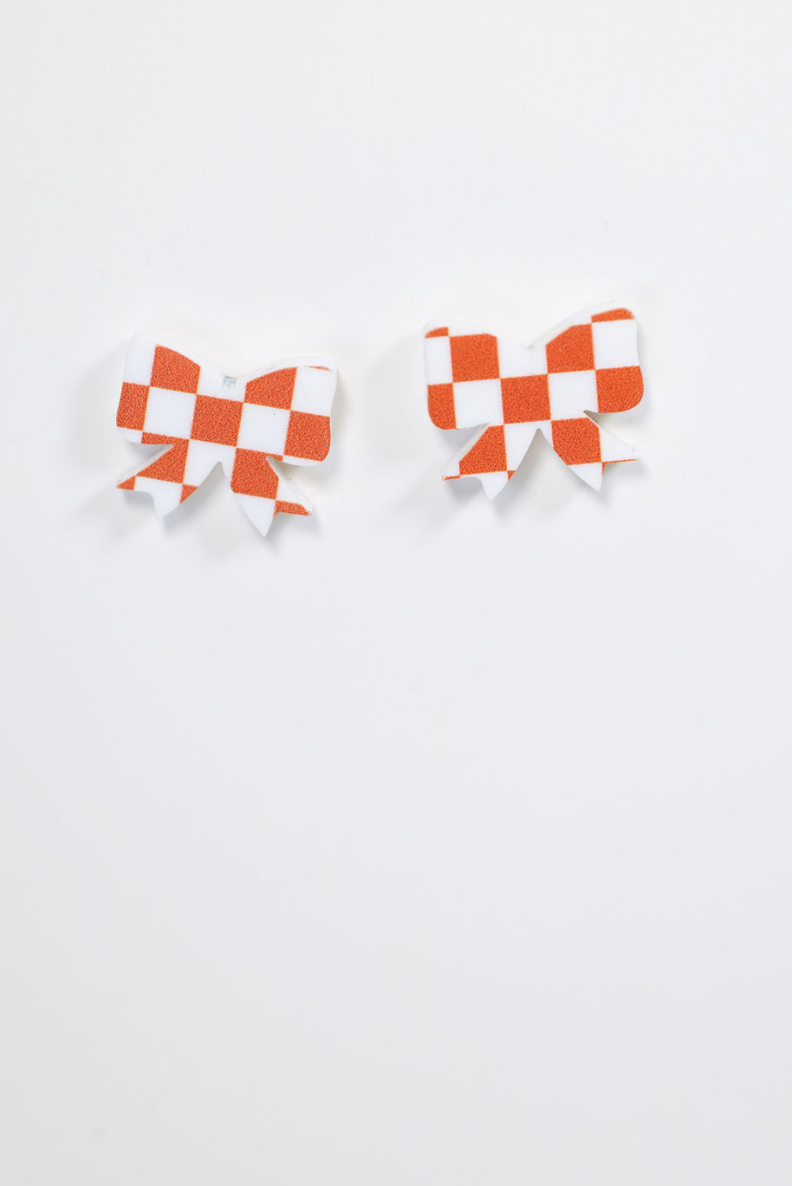 TLD Designs - Wholesale Stud/Post Earrings - Game Day Checkered bows5