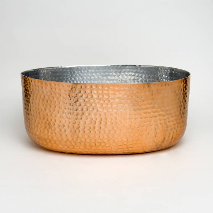 India Handicrafts Inc - Wholesale Decorative Plate/Dish/Bowl - Hammered Copper Beverage Tub Set of 3 pieces LG, MED, SML