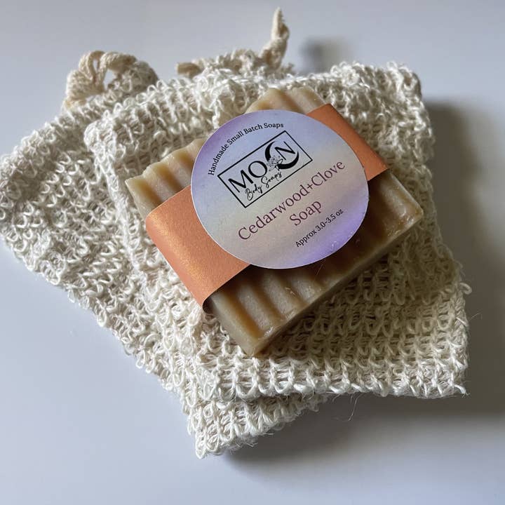 Ramie zeepzakje met trekkoord voor wholesale door Moon Body Soaps LLC