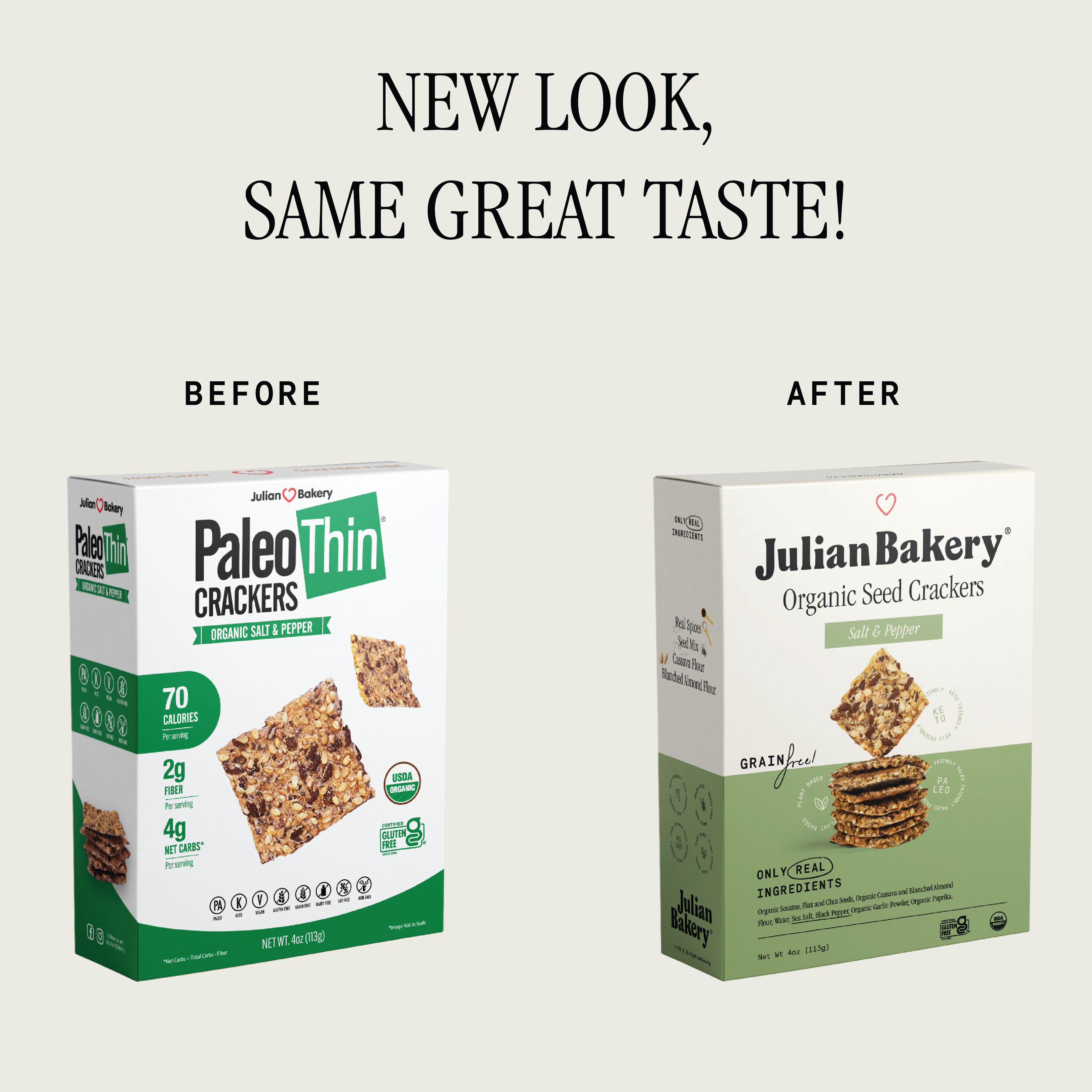 Julian Bakery - Wholesale Crackers - Organic Seed Crackers - Salt & Pepper 4oz2