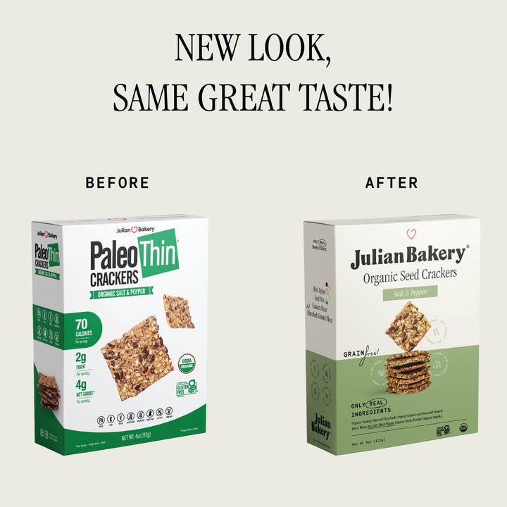 Julian Bakery - Wholesale Crackers - Organic Seed Crackers - Salt & Pepper 4oz2