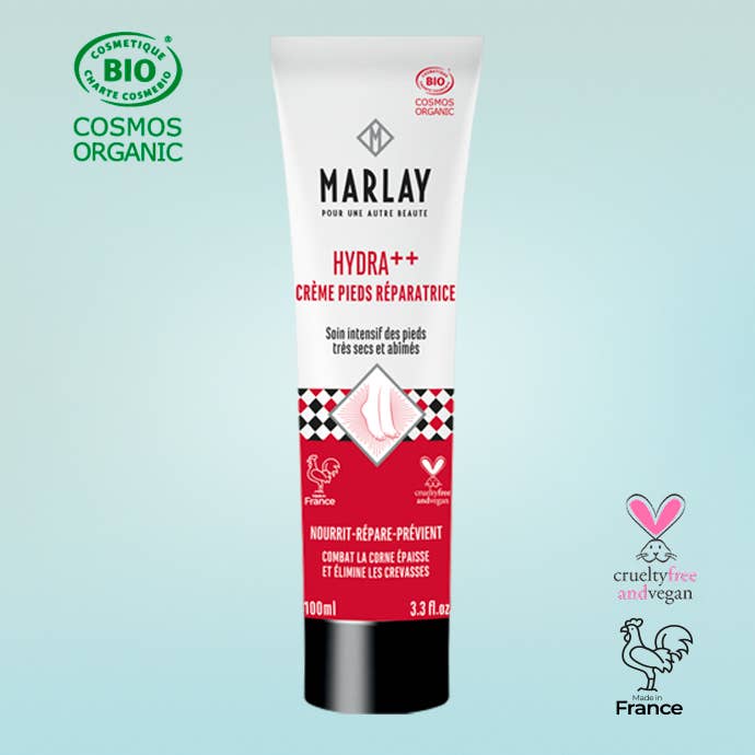 Crema Piedi Hydra++ Riparazione Intensa – Certificata Bio – 100 per la vendita all'ingrosso da parte di Marlay Cosmetics