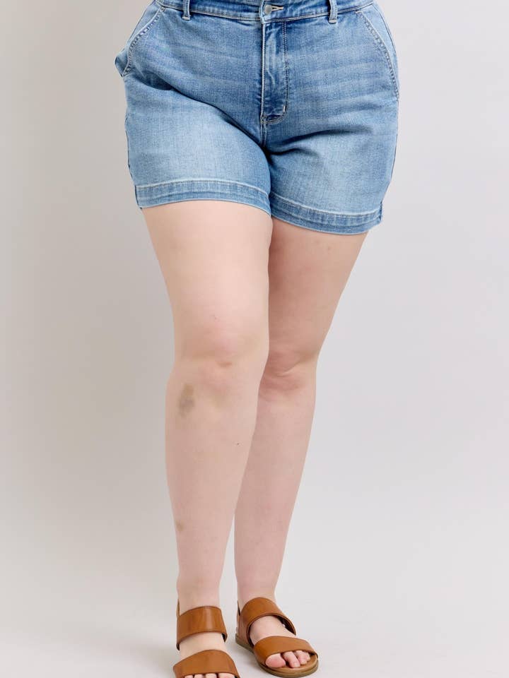 HW Denim Trouser Shorts - PLUS for wholesale by Judy Blue Jeans