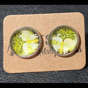 SMA Artistry Creations - Wholesale Stud/Post Earrings - 12mm Tree of life design glass cabochon stud earrings14