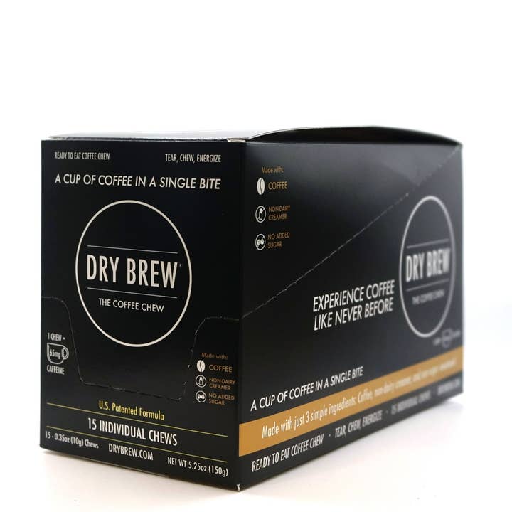 Dry Brew - Wholesale Retailer Display - Food & Drink - Dry Brew Coffee in a Bite - 15 Bite Retail Carton