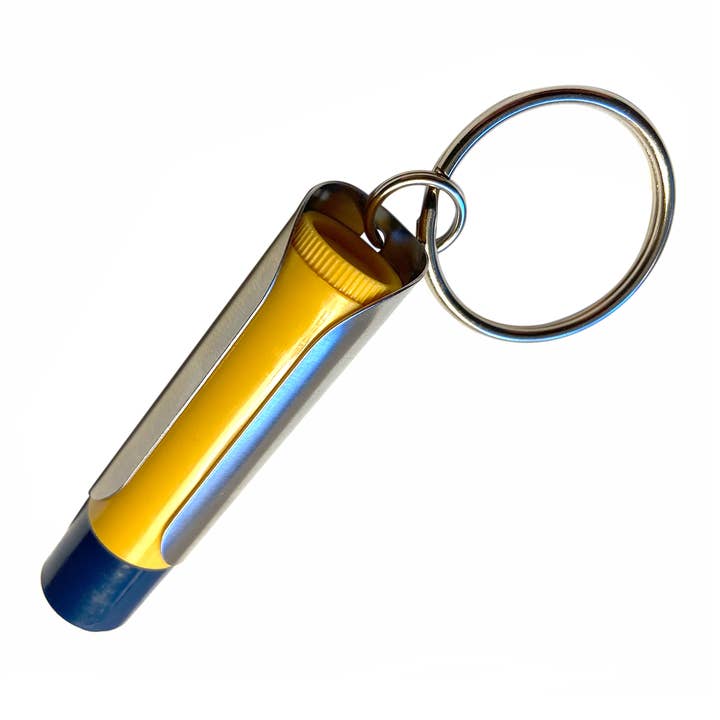 Tallac House - Wholesale Lip Balm Case/Holder - Lip Balm Keychain Holder: Stainless with Dial Protection0