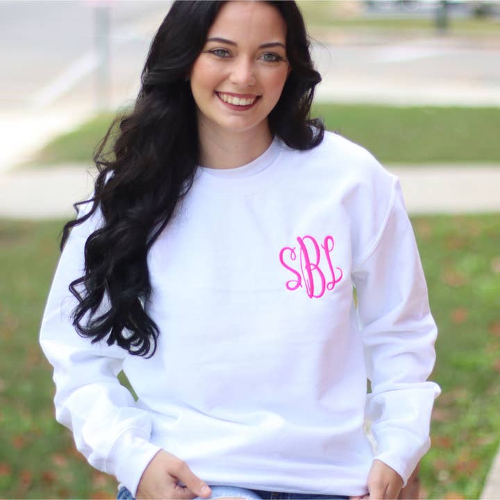 Embroidered Monogrammed Sweatshirt Personalized for wholesale by Southern My Sass