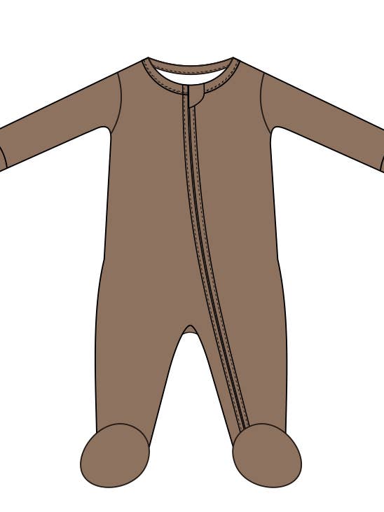 Bamboo Zip Footie for wholesale by Little Lott Clothing Co.