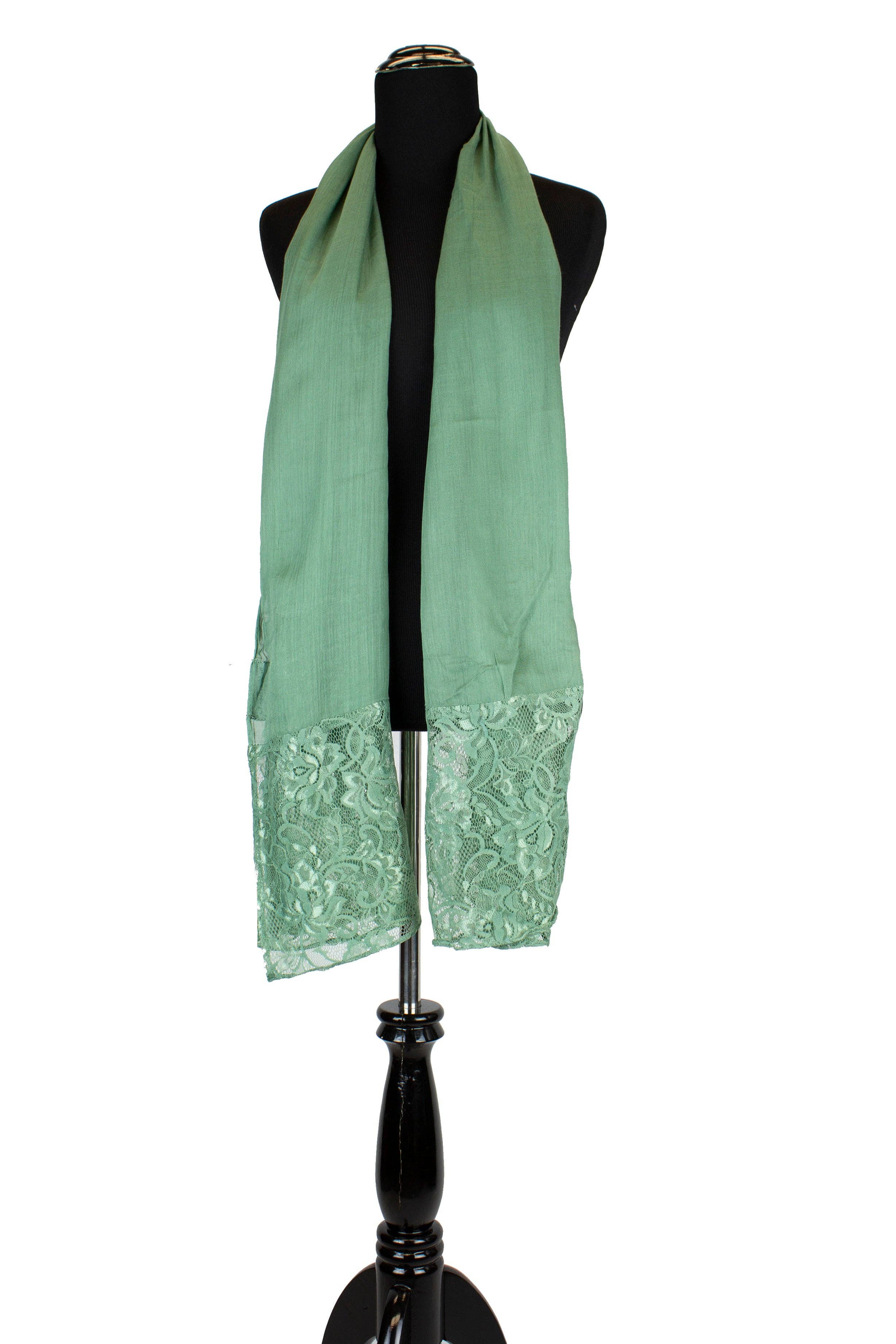 Bella Hijabs - Wholesale Hijab - Women's - Modal Lace Hijab - Seafoam Green2