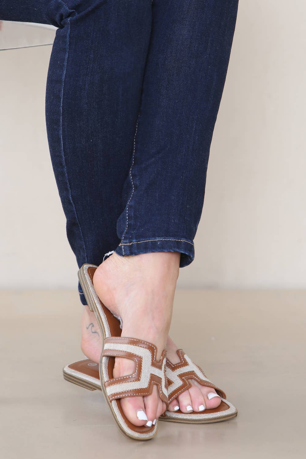 TAN FAUX LEATHER DESIGNER STRAP SANDALS for wholesale on Faire5