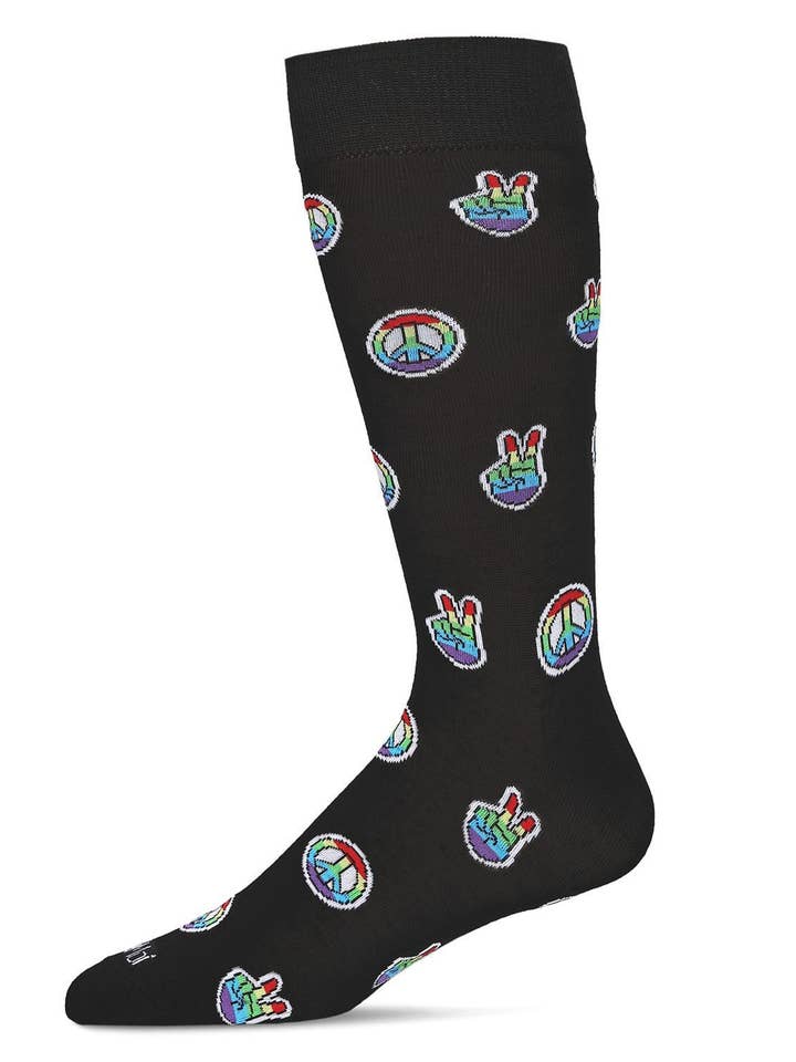 Men's Colorful Rainbow Peace Out Crew Sock for wholesale by Infinity Classics International Inc.