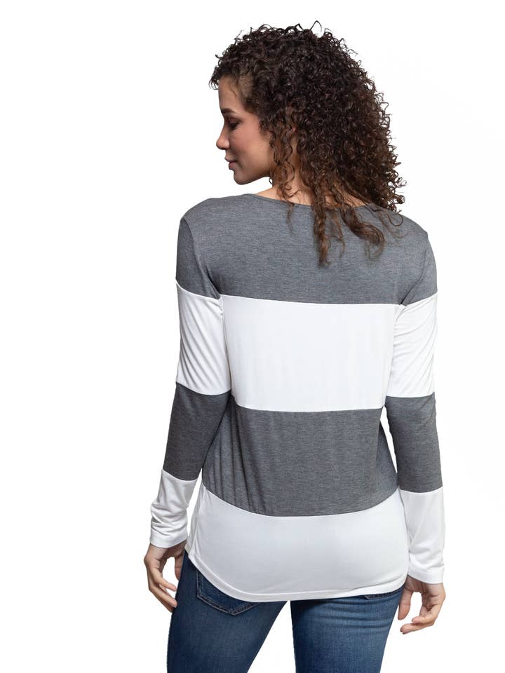 AtoZ - Wholesale Tunic - Women's - Shirin Stripe Long Slv Tunic3