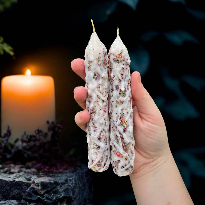 Beauty and the Moon - Wholesale Tapered Candle/Candlestick - Blessings Candle | Anointed Ritual Candle | Dressed Candle0