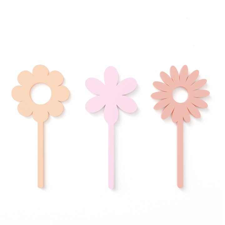 Pastel Daisy Acrylic Cupcake Toppers, Set of 12 for wholesale by The Cotton & Canvas Co.