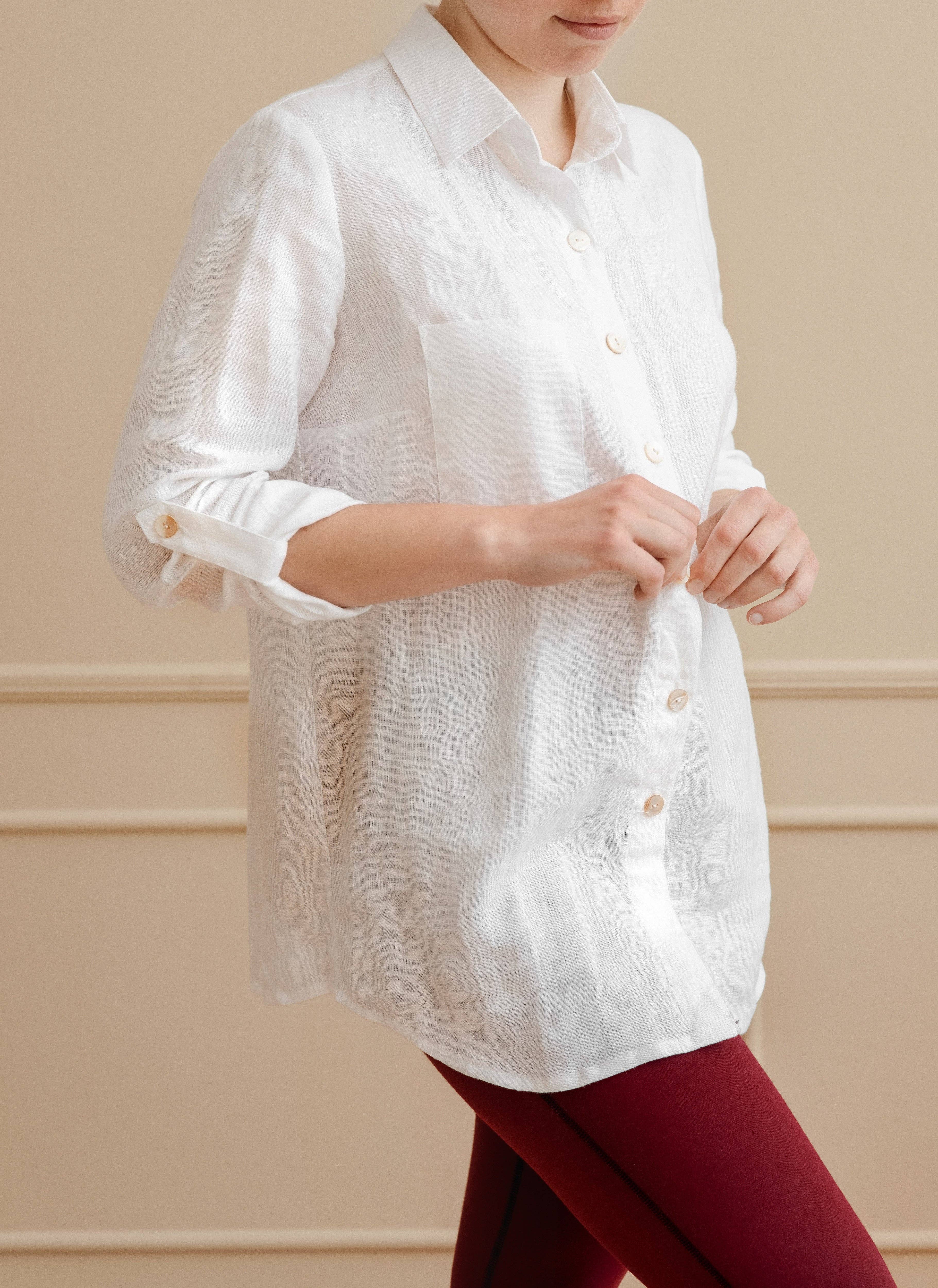 LinenQ – wholesale Buttoned-down shirt – Women's – Classic linen shirt4