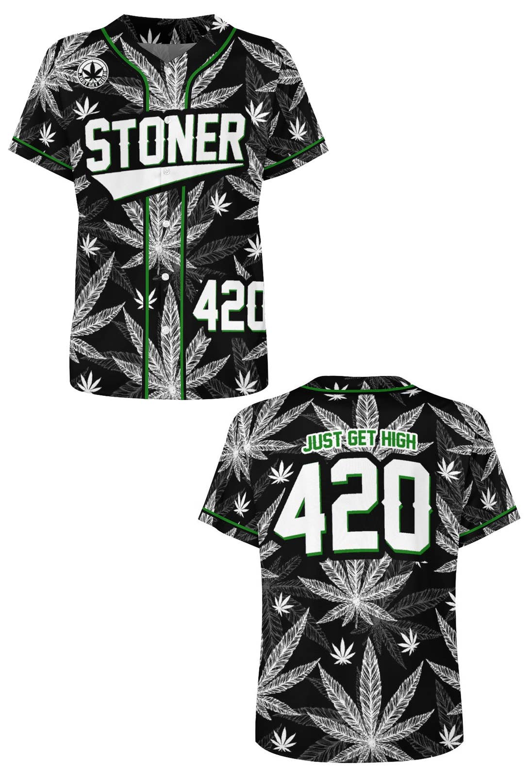 Just Get High™ - Wholesale Team Sports Jersey - Men's - Baseball Jersey: Stoner Stencil1