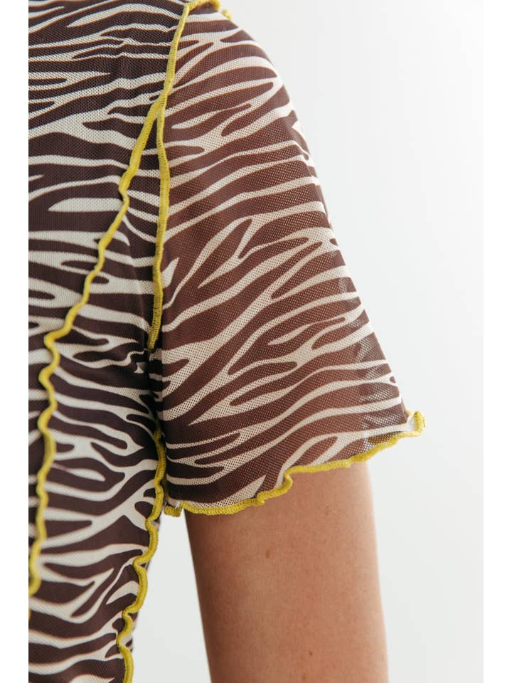 Maude Zebra Mesh Dress | Dark brown for wholesale on Faire3