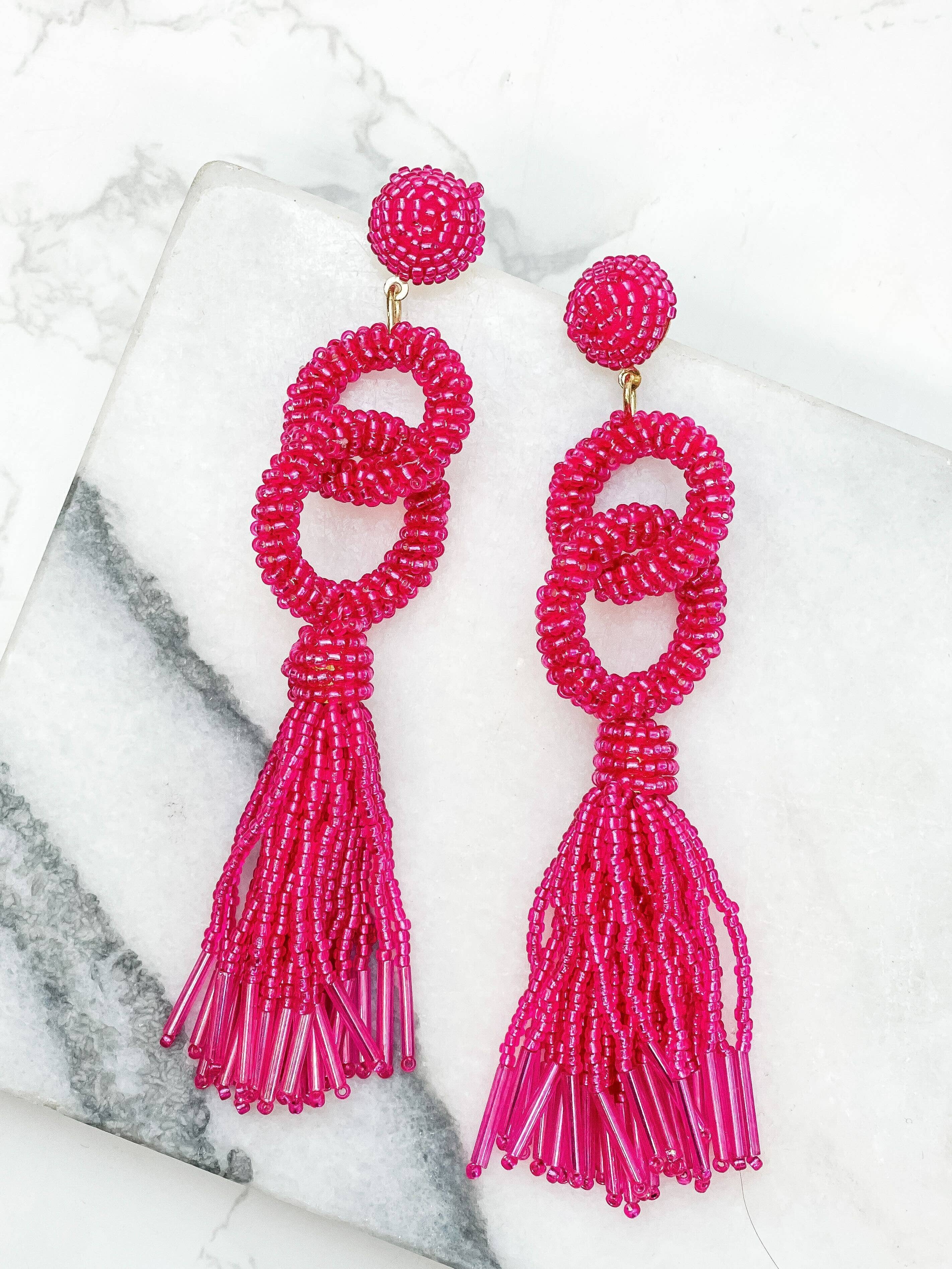 Prep Obsessed Wholesale - Wholesale Tassel Earrings - Seed Bead Linked Tassel Earrings1