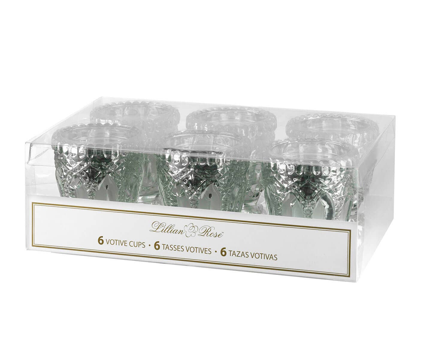 Lillian Rose – wholesale Candle holder – Metallic Silver Cut Glass Votive or Tea light Candle Holders2