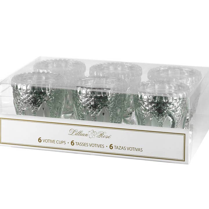 Lillian Rose – wholesale Candle holder – Metallic Silver Cut Glass Votive or Tea light Candle Holders2