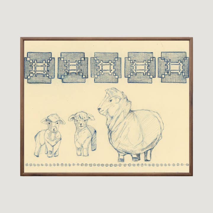 Blå fårmotivtryck för wholesale av Michelle McGuire Studio