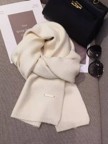 Versatile Solid Color Wool Blend Scarf Warm Shawl Neck Warme for wholesale by Whisper Mint