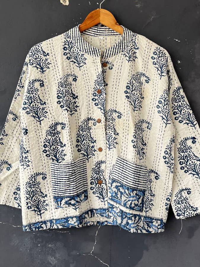 White Cotton Jacket Indian Women Kimono Fashion Jackets Coat for wholesale by Bhawana Handicrafts
