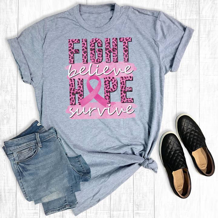 Fight Believe Hope Survive Breast Cancer for wholesale by The Way Down South