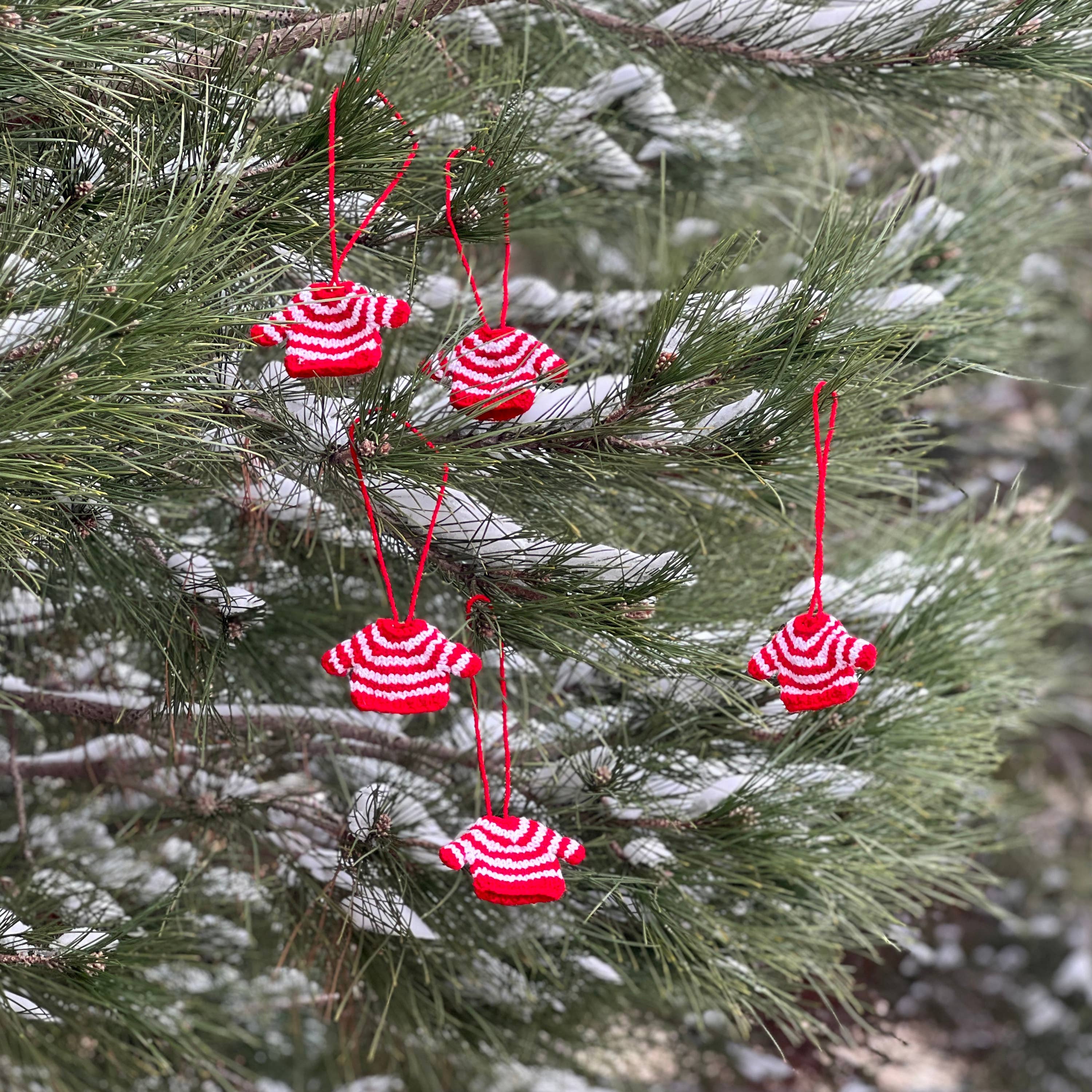 Azerbaijani Socks - Wholesale Ornament Set - Set of 5 Mini Sweater Striped Ornaments1