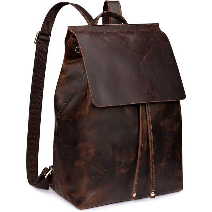 Buff Leder Laptop Rucksack | Minimalistischer Vintage Arbeitsrucksack für den Großhandel von Tuzech Leather