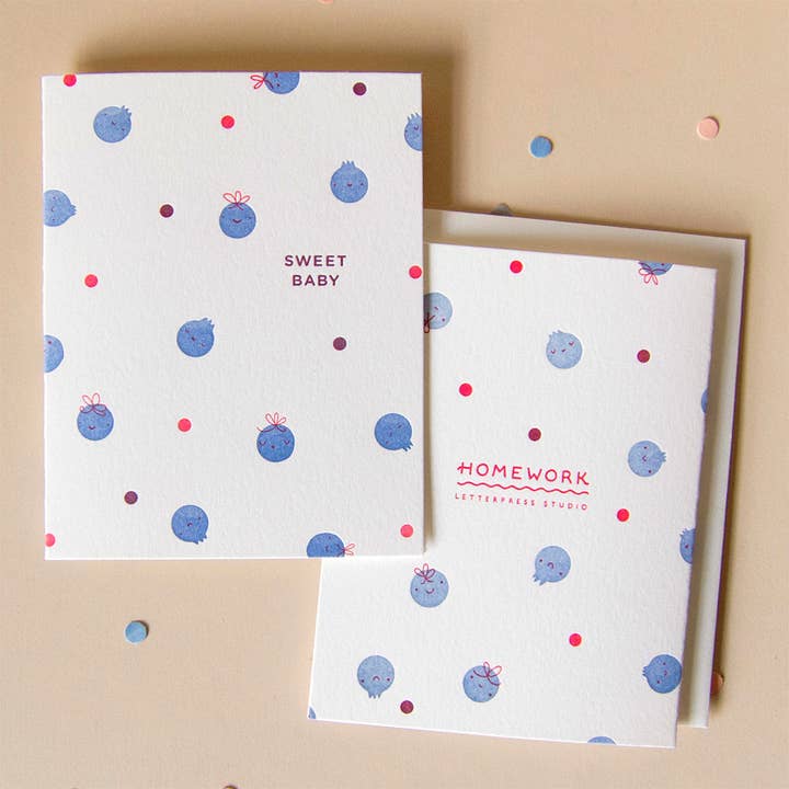Homework Letterpress Studio – wholesale Baby card – Blueberry babies | Sweet | Letterpress Card