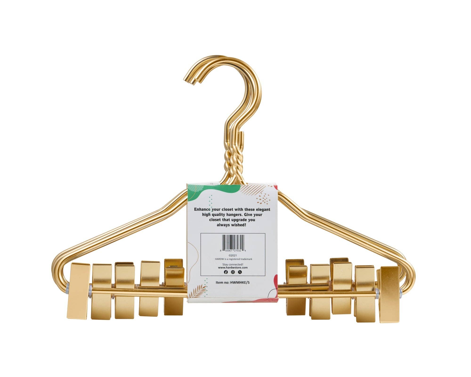DEILSY - Wholesale Clothes Hangers - Kids Gold Aluminum Hanger W/ Clips (5 Pcs Per Paper Sleeve)1