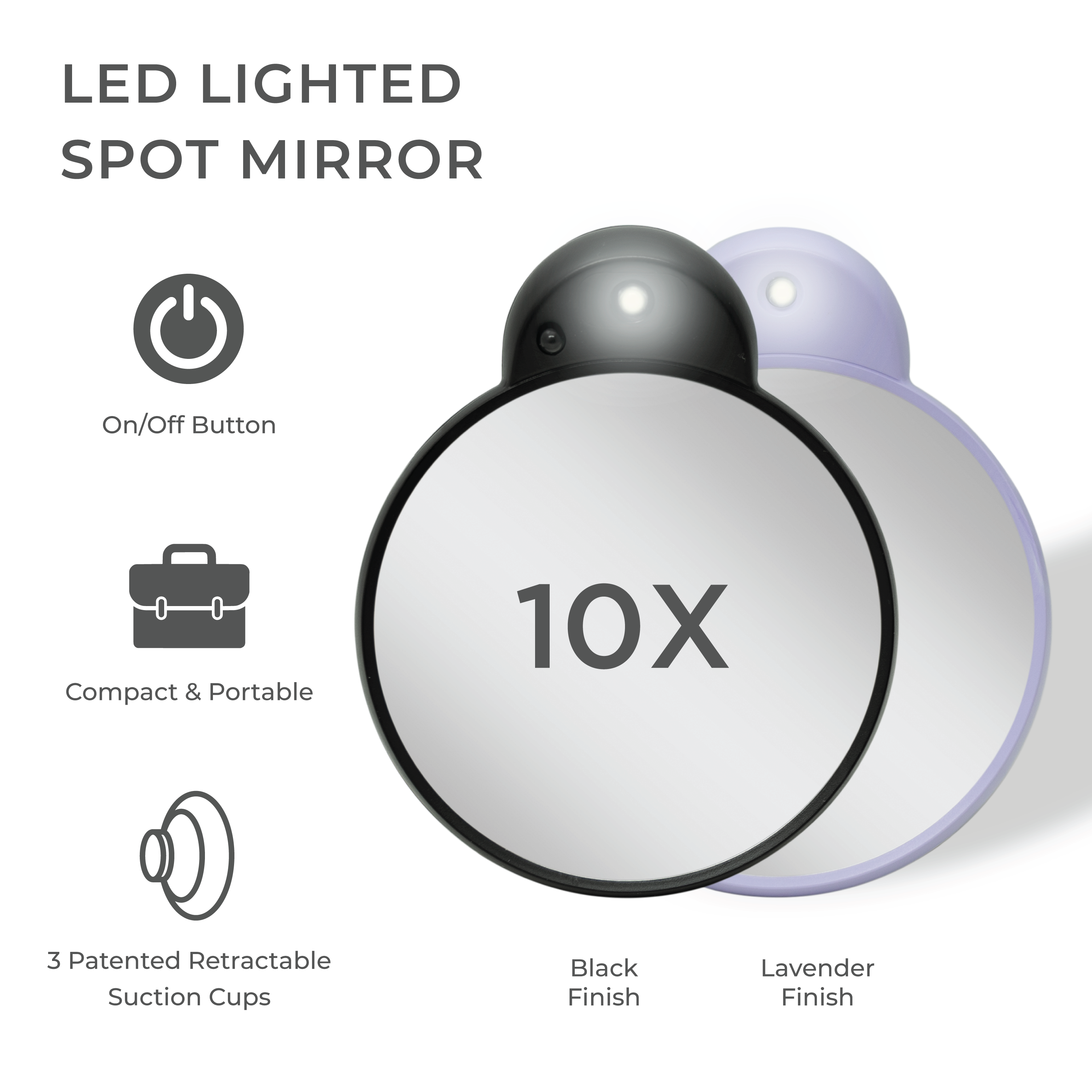 Zadro, Inc. - Wholesale Compact Mirror - Lighted Compact Mirror with Magnification & Retractable Suct2