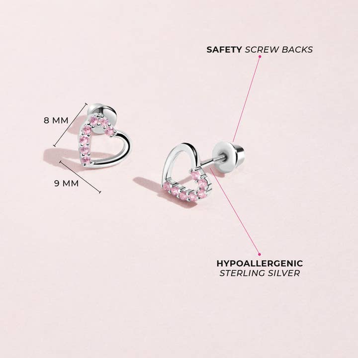 In Season Jewelry – Engroshandel Smykker - Børn – To i ét hjerte buksetron/børn øreringe - Sterling sølv