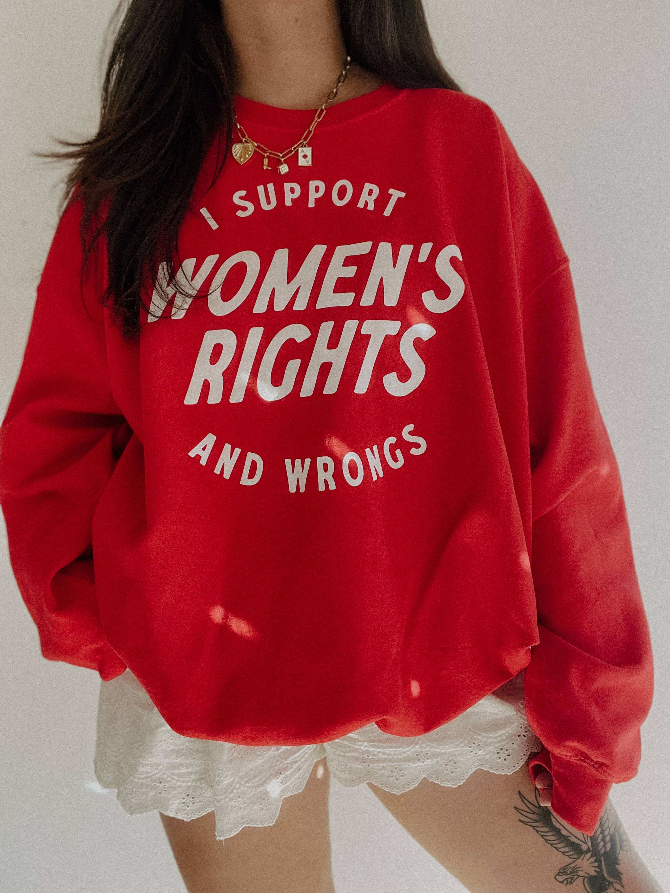 WE THE BABES - Wholesale Graphic Sweatshirt - Women's - I support women’s rights and wrongs Graphic Sweatshirt - Red4