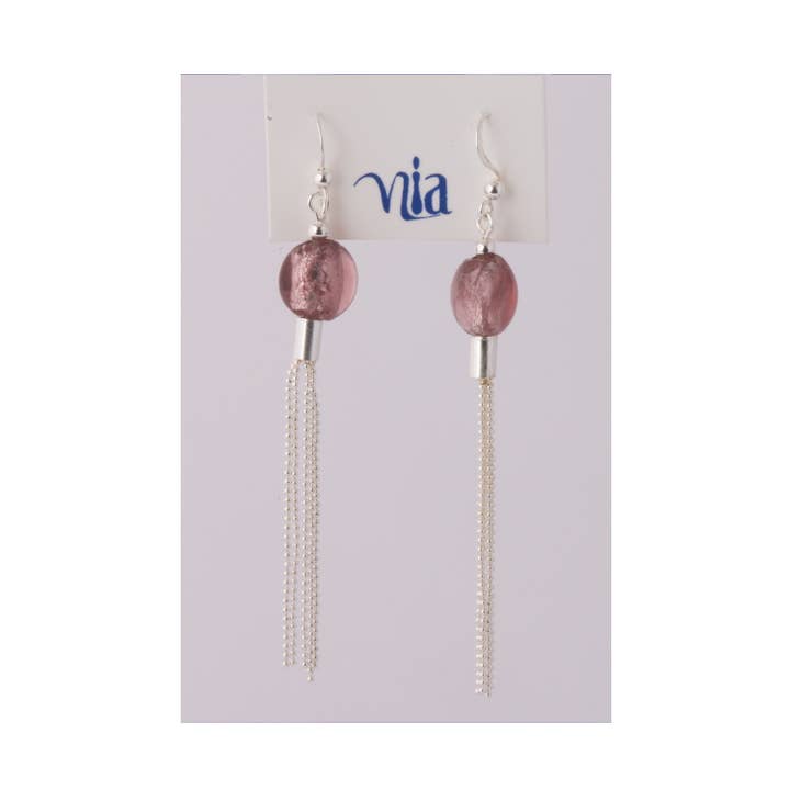 Silver And Purple Glass Bead Earring for wholesale by Benjamin International
