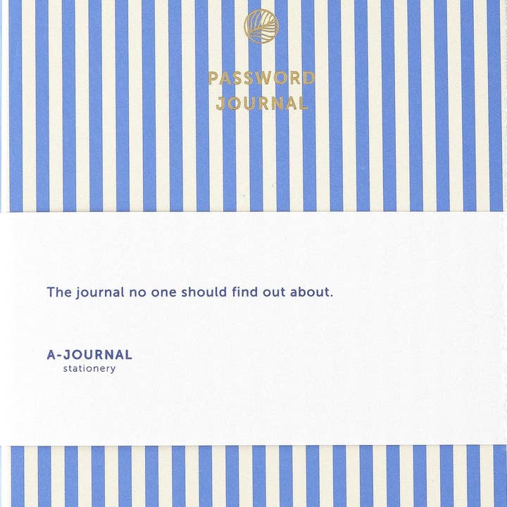A-Journal Password Journal - Stripes Blue for wholesale by A-Journal Stationery