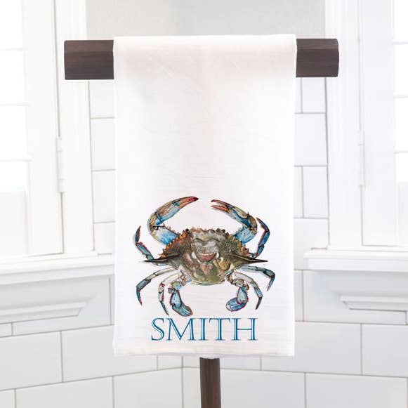 Cadeau de torchon en sac de farine de crabe bleu personnalisé pour la vente par Moman Sales, Inc.