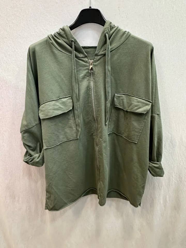 Mimi & Gogo - Wholesale Hoodie - Women's - Hooded jacket with zip and pockets @8633_GZipPoches3