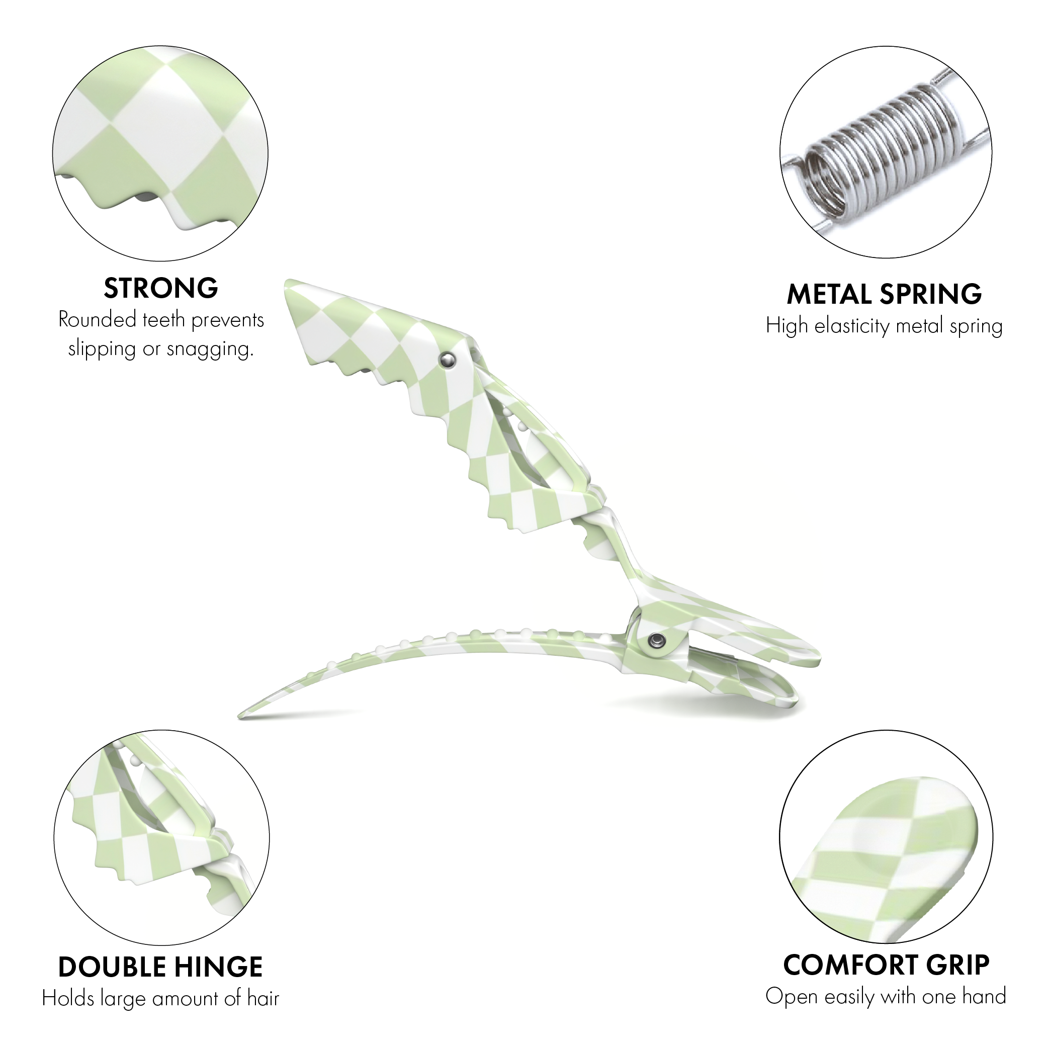 Framar Hair Brushes & Hair Accessories - Wholesale Hair Clip - Women's - FRAMAR Checkered Alligator Hair Clips, Hair Styling Clips3