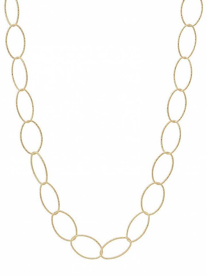 Collier ovale en argent sterling plaqué or de 36 po pour la vente par Sosie Designs