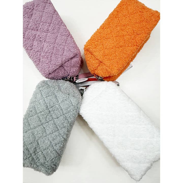 MIX COLOR Soft Plushie Teddy Cloth Light Weight Cosmetic Bag for wholesale on Faire7