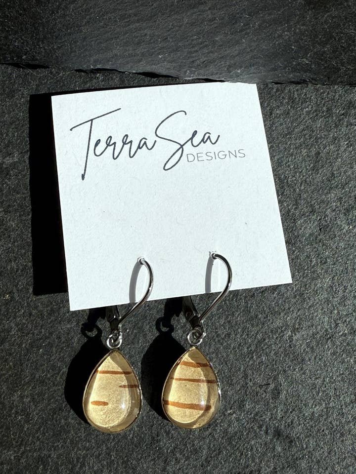 Birch Bark Stainless Steel Lever Back Dangle Earrings for wholesale by TerraSeaDesigns